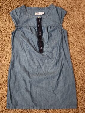 Vineyard Vines Cap Sleeve Chambray Embroidered Shift Dress Blue Size 00